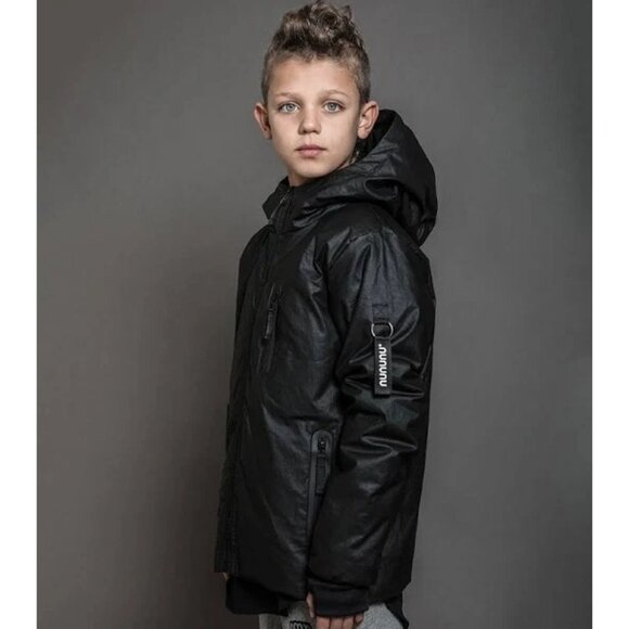 Nununu Waxed Down Jacket in Black - Picture 2 of 5